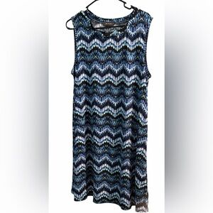 AB Studio Blue and White Patterned Dress